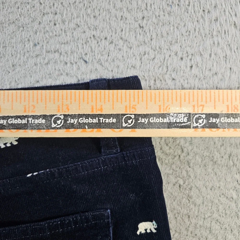 Talbots Corduroy Straight Leg Pants Navy Blue Polar Bear Embroidered Size 6P - Picture 9 of 11